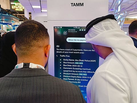 A demo of the AI in action at the TAMM 3.0 display at the Gitex Global tech show in Dubai, which ended on Friday