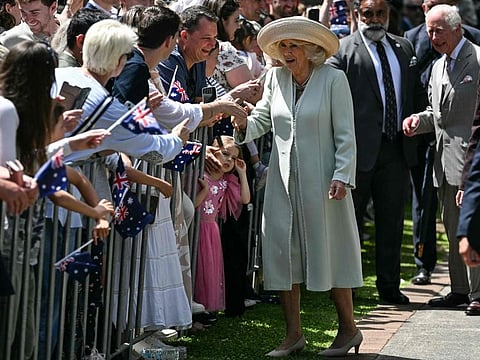 Britain's King Charles III and Queen Camilla leave after a Sunday morning service at St Thomas' Anglican Church in Sydney on October 20, 2024, during their six-day royal visit to Sydney and Canberra.