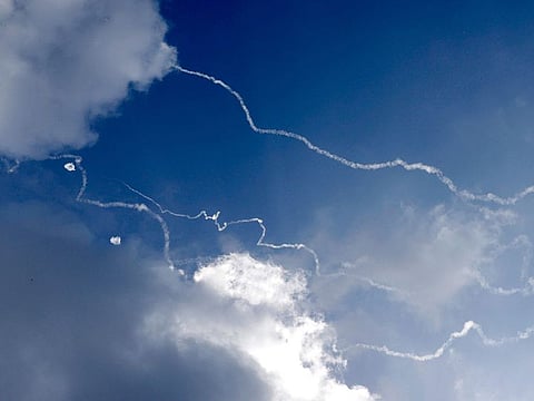 File photo: Israel's Iron Dome missile defence system intercepts incoming rockets over Haifa in northern Israel on October 14, 2024.