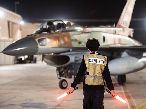 This handout picture released by the Israeli army on October 26, 2024, shows an Israeli fighter jet departing a hangar at an undisclosed location in Israel.
