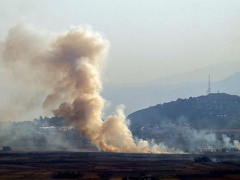 This picture taken from Lebanon's Marjayoun shows smoke rising following Israeli bombardment on October 26, 2024.