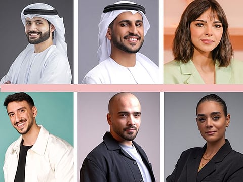 Clockwise from left: Shihab Al Hashimi, Rashid Al Remethi, Yara bou Monsef, Sara Al Refai, Raef Yousef and Eisa Alhabib