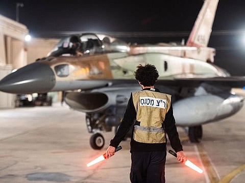 This handout picture released by the Israeli army on October 26, 2024, shows an Israeli fighter jet departing a hangar at an undisclosed location in Israel.
