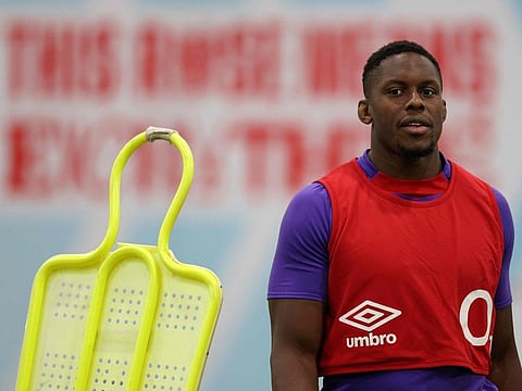 England's lock Maro Itoje takes part in a training session at Pennyhill Park in Bagshot, south-west of London on Monday, ahead of their Autumn Nations Series International rugby union match against Australia.
