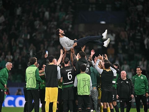 Sporting celebrate their victory