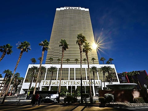 The sun reflects off the Trump International Hotel on November 6, 2024 in Las Vegas, Nevada, one day after the former US President won the 2024 Presidential election.