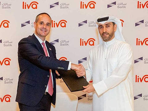Martin Ruegg, Group CEO, Liva Group with Ibrahim Haddad, Chief Executive Officer of Salik.