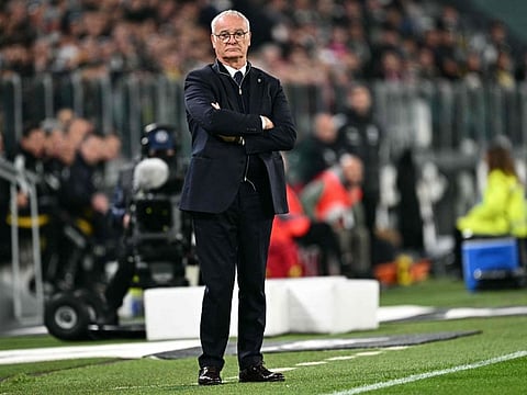 Cagliari's Italian coach Claudio Ranieri looks on during the Italian Serie A football match against Juventus at The Allianz Stadium.