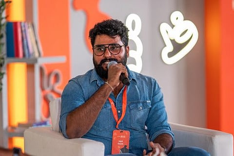 Akhil P. Dharmajan, a famous Malayalam author, shares his rags to riches story during a session at the Sharjah International Book Fair.