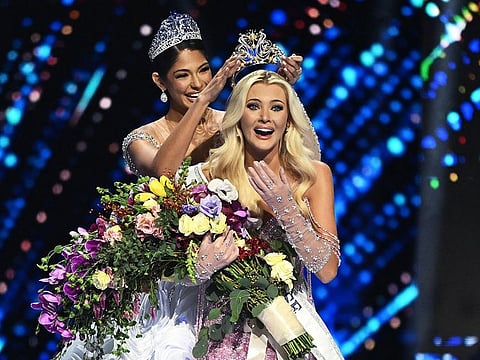 The newly crowned Miss Universe 2024, Victoria Kjaer Theilvig from Denmark, reacts as she is crowned after winning the 73rd edition of the Miss Universe pageant in Mexico City