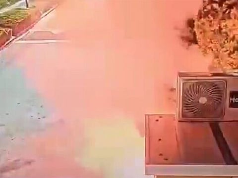 Two flares landed near Israeli Prime Minister Benjamin Netanyahu's residence on Saturday in the central town of Caesarea, security services said.