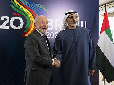Sheikh Khaled bin Mohamed bin Zayed, Crown Prince of Abu Dhabi, and Luiz Inácio Lula da Silva, the President of Brazil.