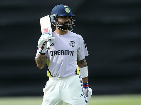 India's batsman Virat Kohli prepares to bat during the internal practice match between India and India A cricket teams at the WACA in Perth on November 15.