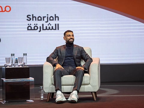 Global football icon Mohamed Salah at the Sharjah Book Fair on Sunday.