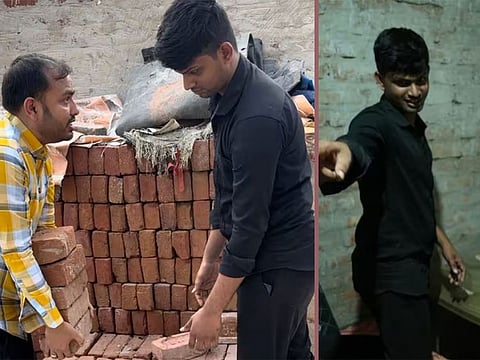 Sarfaraz with Physics Wallah CEO Alakh Pandey. Sarfaraz worked as a labourer to support his family before cracking the NEET exam in India.