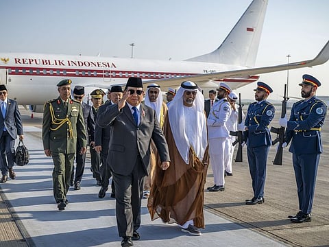 Prabowo Subianto, President of the Republic of Indonesia, arrives in Abu Dhabi on state visit to UAE On Saturday.