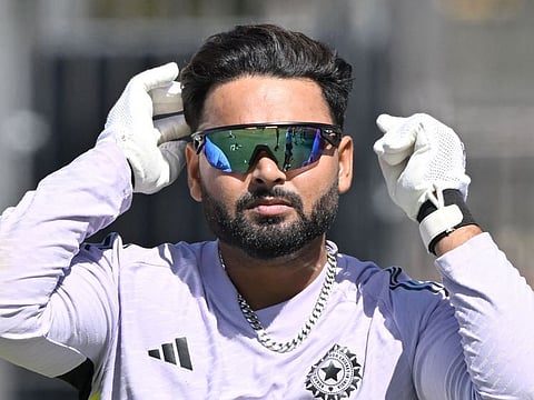 Indias Rishabh Pant prepares to bat during a practice session at the Optus Stadium in Perth.