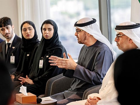 President His Highness Shaikh Mohammad Bin Zayed Al Nahyan meets with Korea-based Emirati students during a state visit. Education has always been a cornerstone of the nation’s growth story