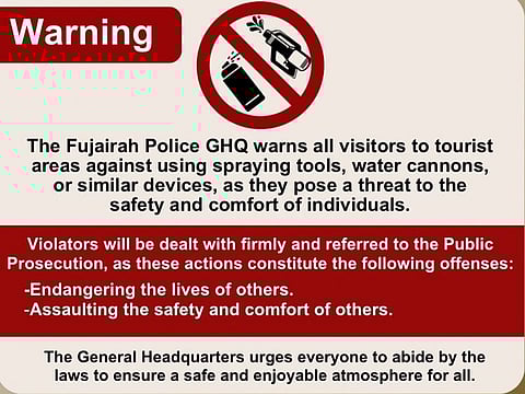 The public warning issued by Fujairah Police.