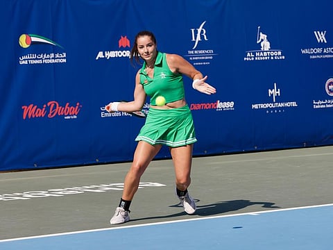 Jodie Anna Burrage defeated Belgian Sofia Costoulas in the singles semi-finals of the 27th Al Habtoor Tennis Challenge on Saturday. The Briton will face top seed Polina Kudermetova in Sunday's final.