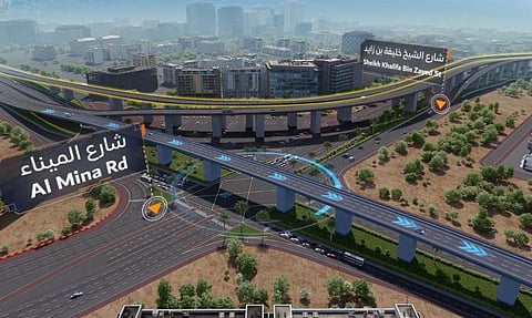 There have been upgrades made to Sheikh Rashid Road along 4.8km from the intersection of Sheikh Khalifa bin Zayed Street to the intersection of Falcon Interchange and Al Mina Street.