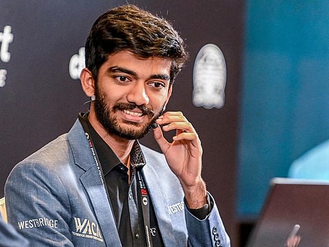 India's grandmaster Gukesh Dommaraju speaks during a press conference after winning against China's chess grandmaster Ding Liren in game 14 of the 2024 FIDE World Championship in Singapore on December 12, 2024.
