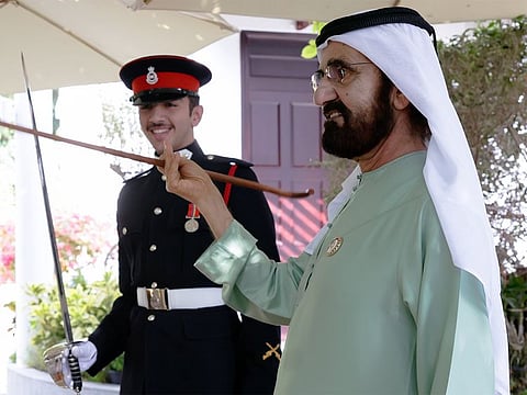 During a meeting at the Al Marmoom Rest House on Saturday, the UAE Vice President wished Sheikh Mohammed bin Rashid bin Mohammed bin Rashid Al Maktoum continued success in serving the nation and contributing to its progress.
