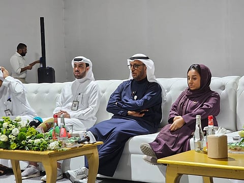 GDRFA Dubai Director-General Lt Gen Al Marri (centre) with Dr Shani Dhanda (R), British campaigner for people of determination during the press conference in Dubai on Monday