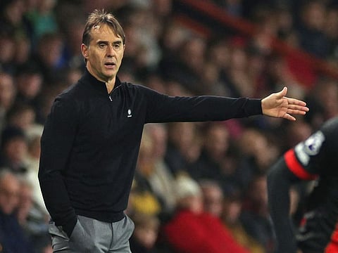 West Ham United's Spanish manager Julen Lopetegui gestures on the touchline during the English Premier League football match against Bournemouth at the Vitality Stadium in Bournemouth, southern England on December 16.