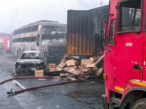 At least 33 vehicles were engulfed in flames following a tanker blast in Jaipur.