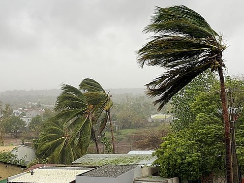 This handout picture taken and distributed by UNICEF on December 17, 2024 shows Cyclone Chido making its landfall near Pemba in northern Mozambique.