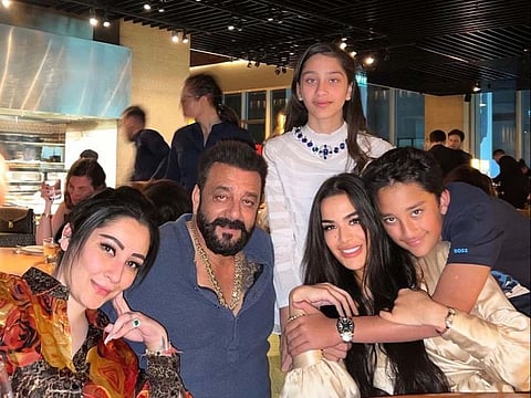 Sanjay Dutt with his family in Dubai.