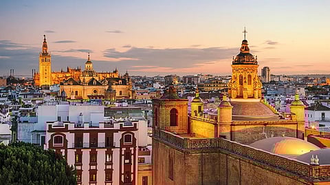 When looking at your tapas plate, look up to enjoy the skyline. This is Seville