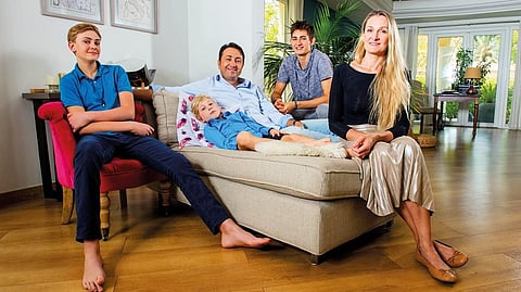 From left: Nicholas, Oliver, Ricardo, Philip and Ivana Silva. The Silva family is trying to ensure the boys are expressive of their emotions