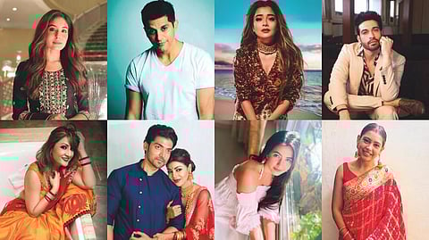Clockwise from top left: Kritika Kamra, Karanvir Bohra, Tina Datta, Vijayendra Kumeria, Urvashi Dholakia, Gurmeet Chaudhary and wife Debina Bonnerjee, Meera Deosthale and Niti Taylor