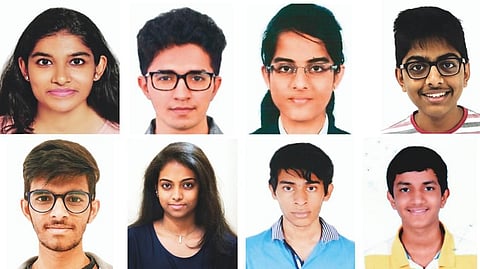 Knowledge Planet has been a top producer of JEE and NEET toppers in the UAE. Clockwise from top left: Jewel Joseph, UAE Topper NEET 2020; Raj Parag Gohli, UAE Topper NEET 2019; Pratisruthi Das, UAE Topper NEET 2018; Karan Jeyashankar, UAE Topper JEE 2020; Ali Faraz, UAE Topper JEE 2016; Azwar Abdul, UAE Topper JEE 2017; Ayesha Rafi, UAE Topper JEE 2018; and Aryan Kolapkar, UAE Topper JEE 2019