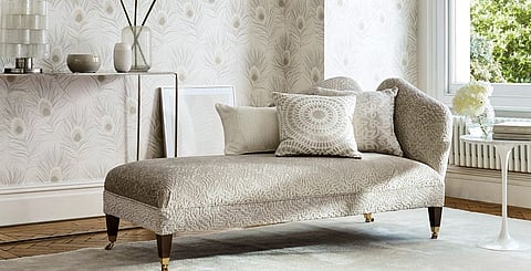 Harlequin’s Orlena wallpaper offers a dash of personality in this space without being overwhelming.