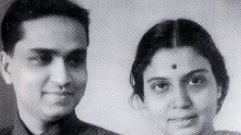 A beaming Kumara Gandharva with his wife Bhanumati