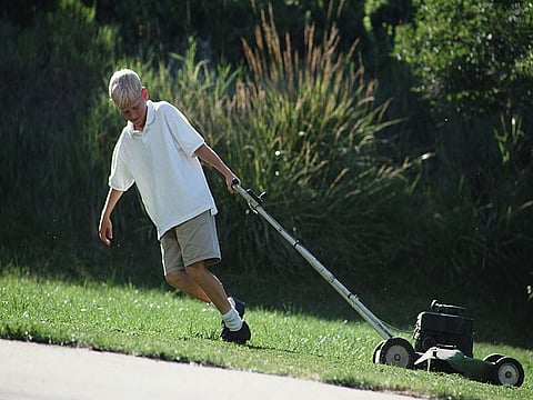 boy with a mower