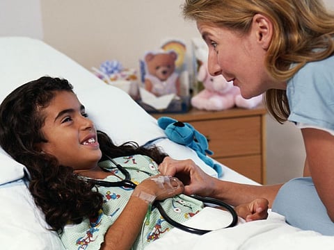 a child girl patient in a hospital
