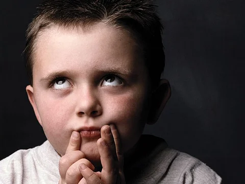 boy staring up