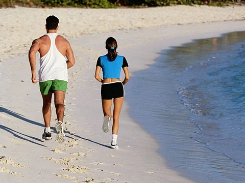 running at the seashore