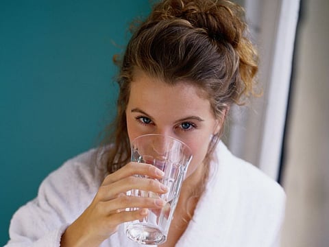woman drinking water