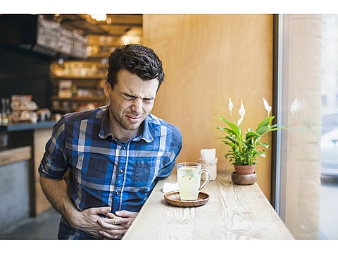 man with stomach ache