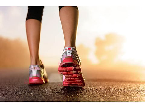 woman in running shoes