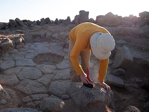 Excavation of ancient, charred  bread remains