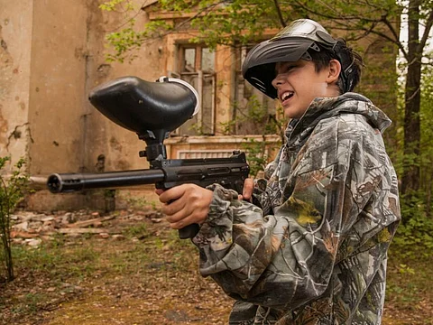 Boy with paintball gun