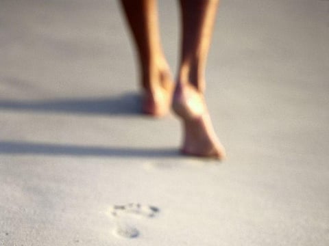 foot prints on a sand