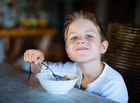 boy eating cereal