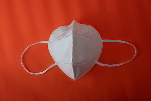 White medical N95 mask face mask protection against pollution virus flu corona covid-19 corona PM2.5 dust and smog, Health care and surgical concept.